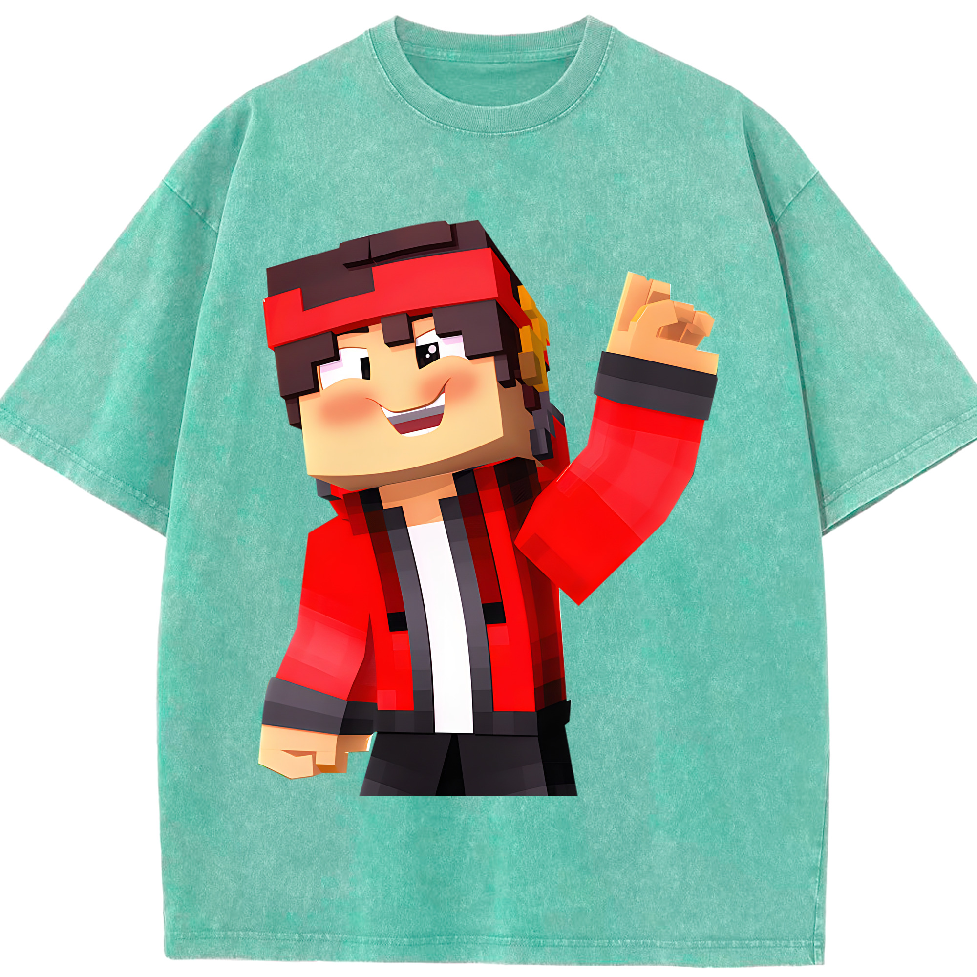 （画像用） マインクラフト ブロックの世界 Minecraft MC Block world 綿100% ヴィンテージ風 半袖Tシャツ（フロントプリント）